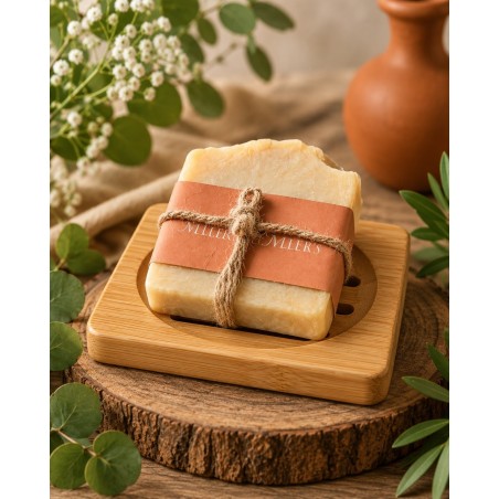 Porte-savon en bambou naturel carré